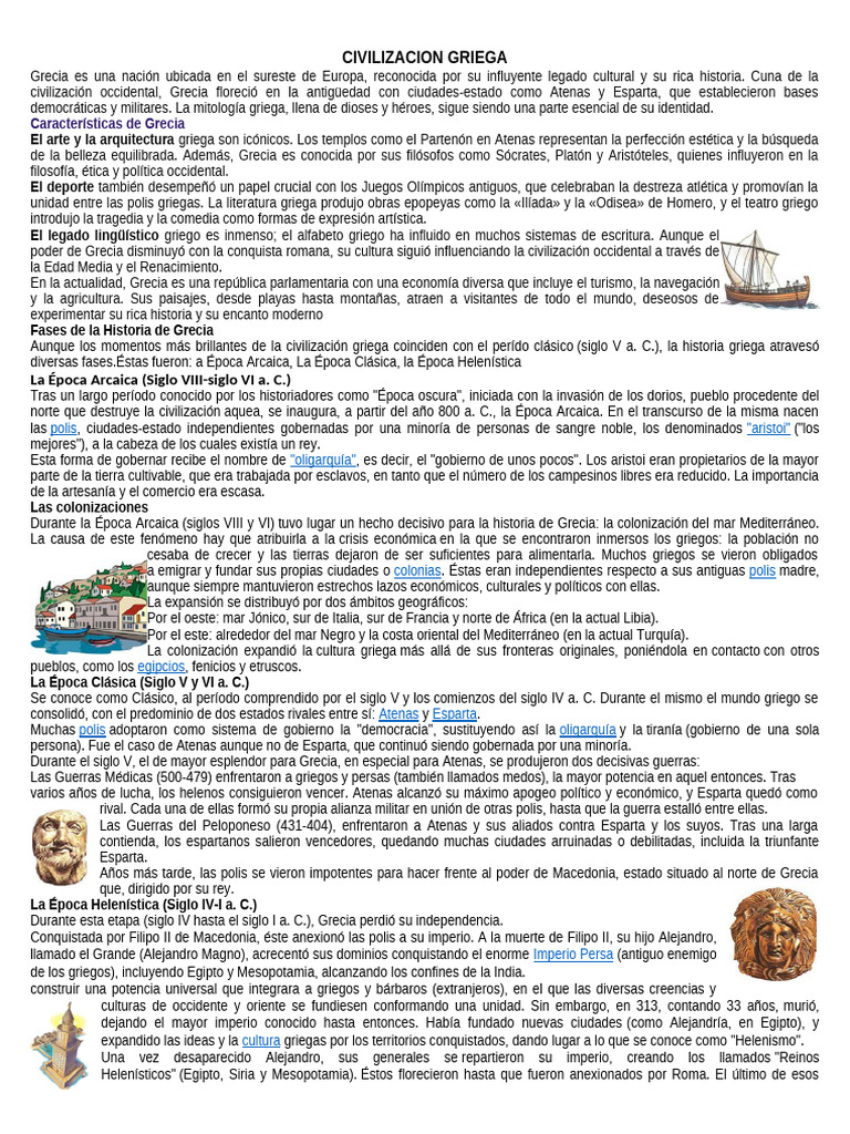 Civilización Griega: Historia y Cultura | PDF | Antigua Grecia | Esparta
