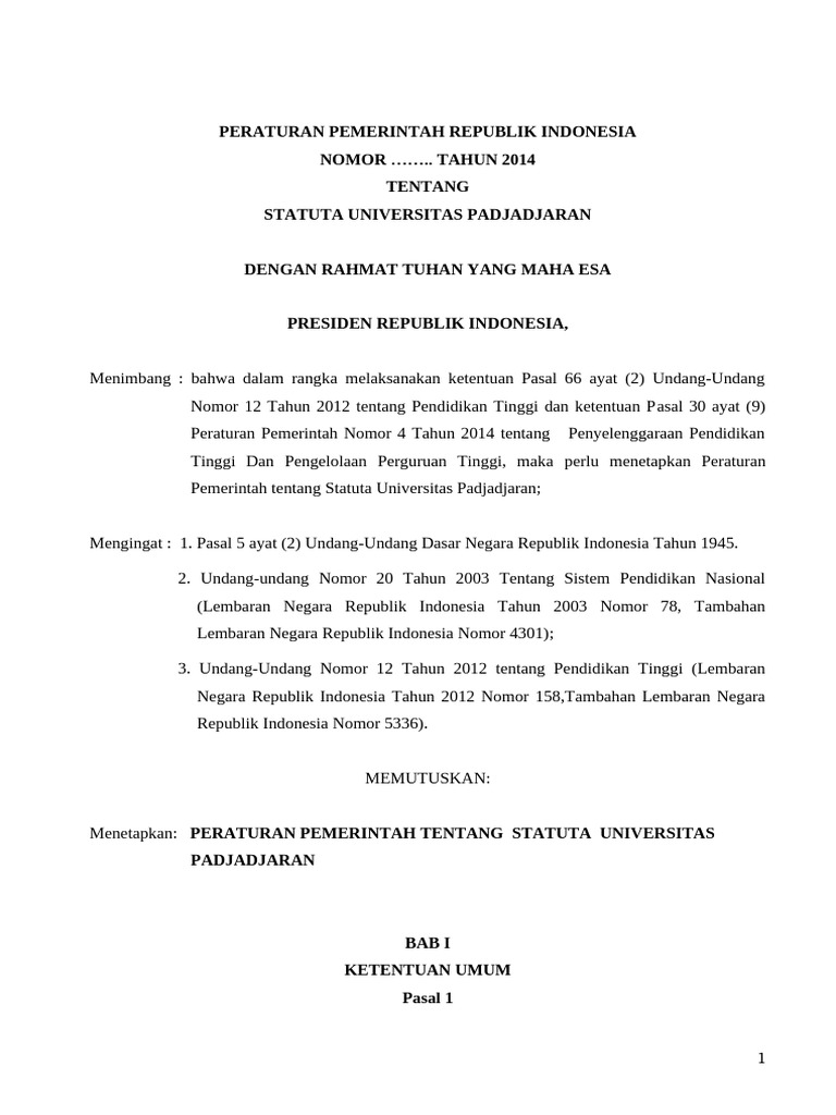 Statuta Universitas Padjadjaran | PDF