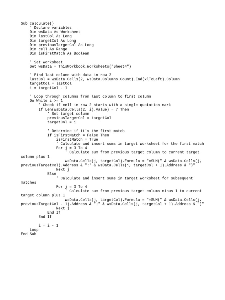 Sub Calculate | PDF