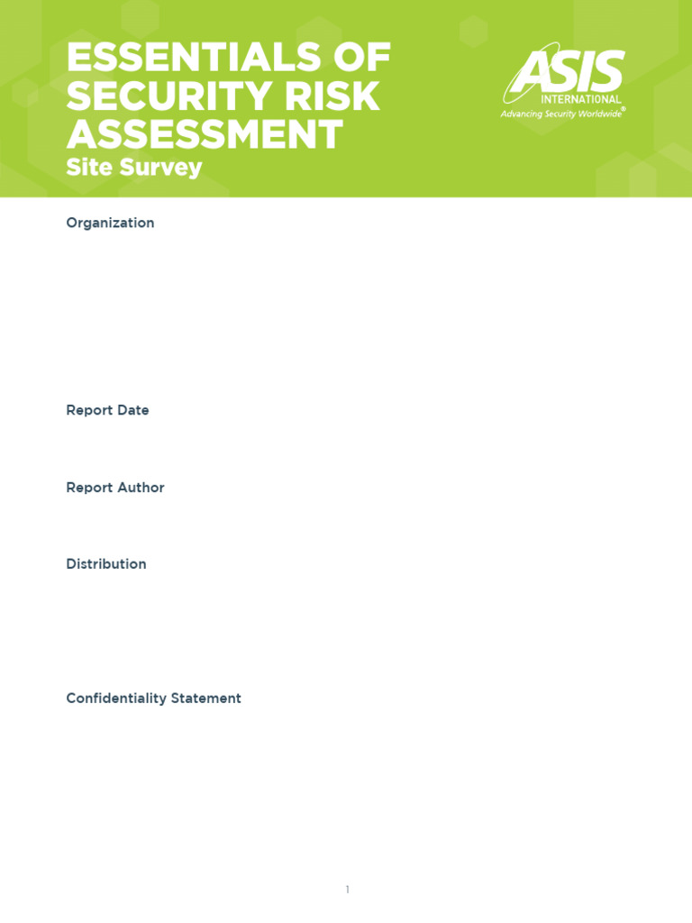 Essentials of Security Risk Assessment - Report Template | PDF