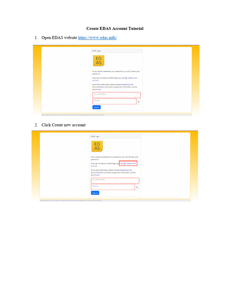EDAS Account Creation Guide | PDF