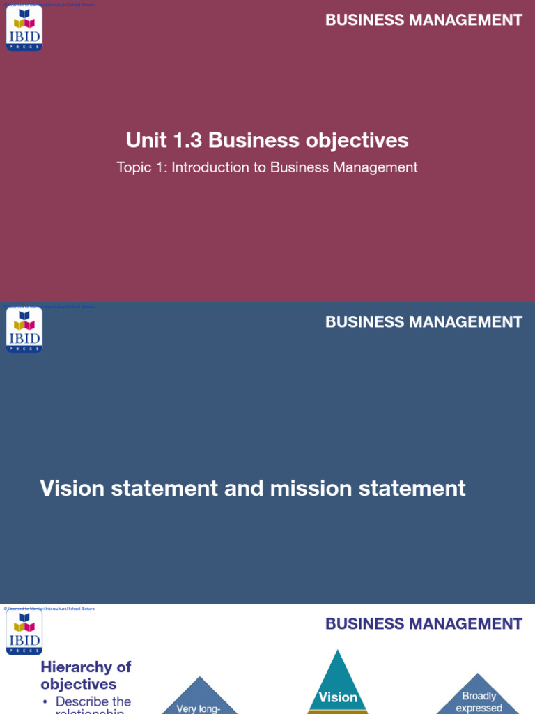 Business Objectives: Vision & Mission Explained | PDF | Corporate ...