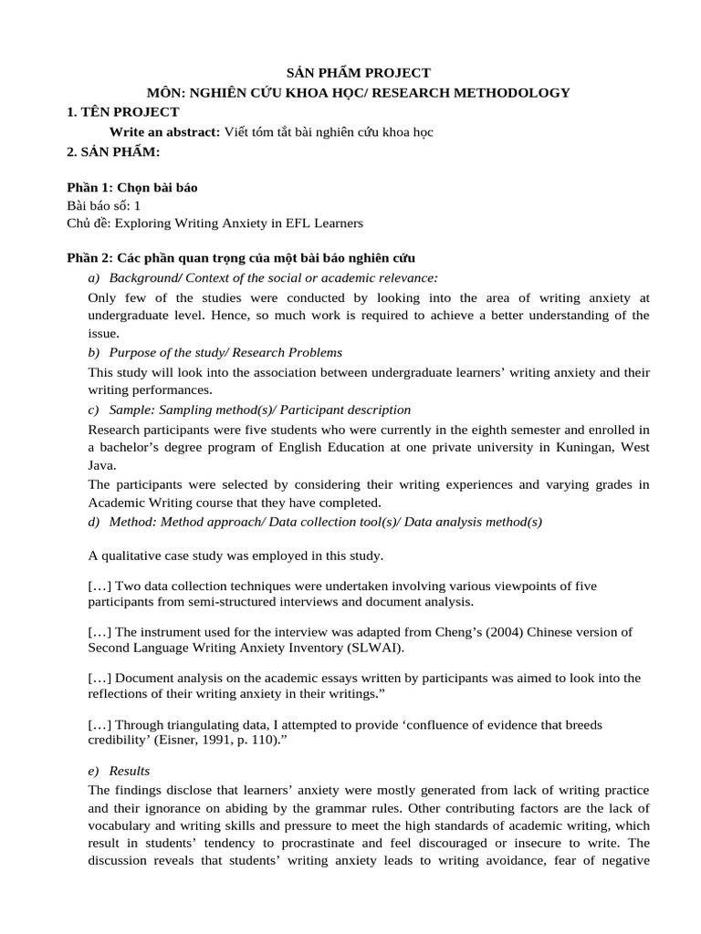 Addressing Writing Anxiety in EFL Students | PDF | Learning | Cognitive ...