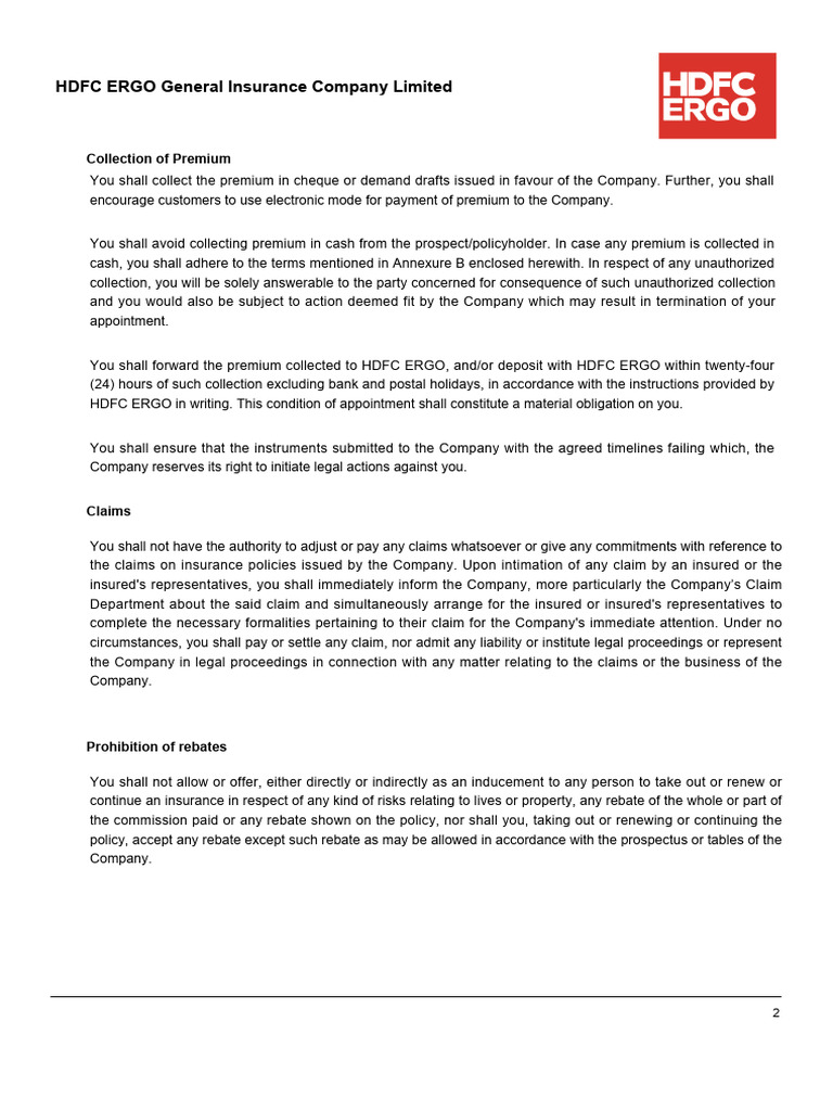 HDFC ERGO Premium Collection Guidelines | PDF | Insurance | Financial Risk