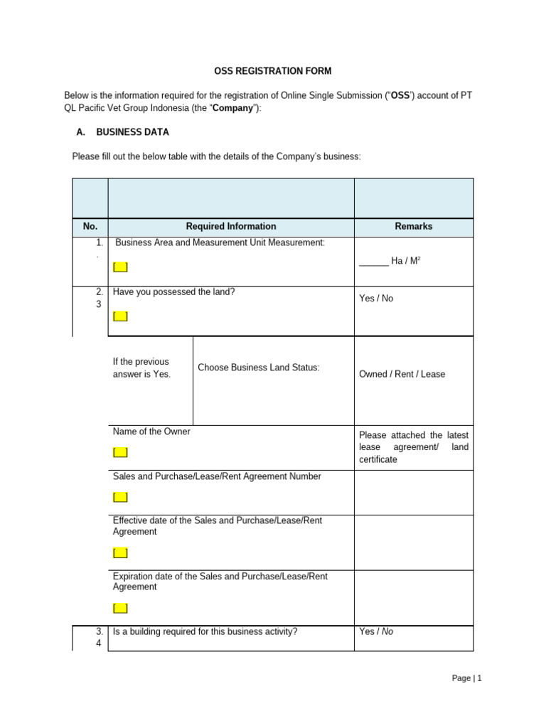 OSS Registration for PT QL Pacific Vet | PDF