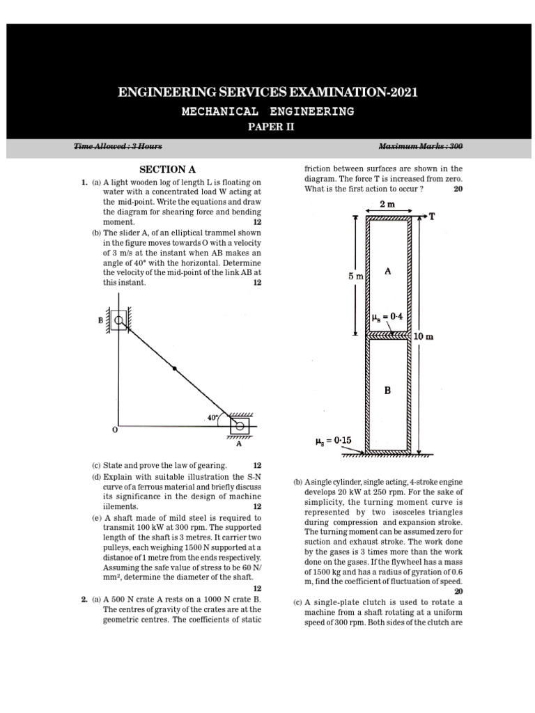 Mechanical Engineering Exam Paper 2021 | PDF | Mechanical Engineering