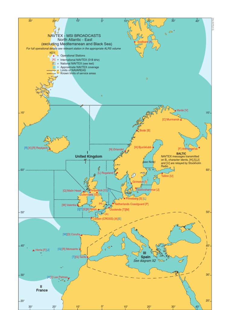 NAVTEX Stations and Coverage Overview | PDF | Teaching Methods & Materials