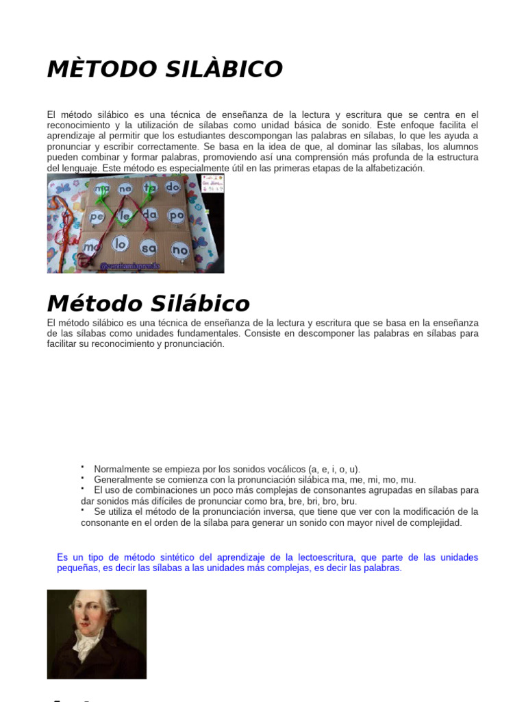 Método Silábico: Enseñanza Efectiva de Lectura | PDF | Sílaba | Aprendizaje