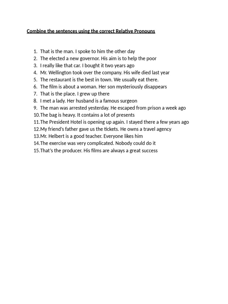 Relative Pronouns Practice Exercises | PDF