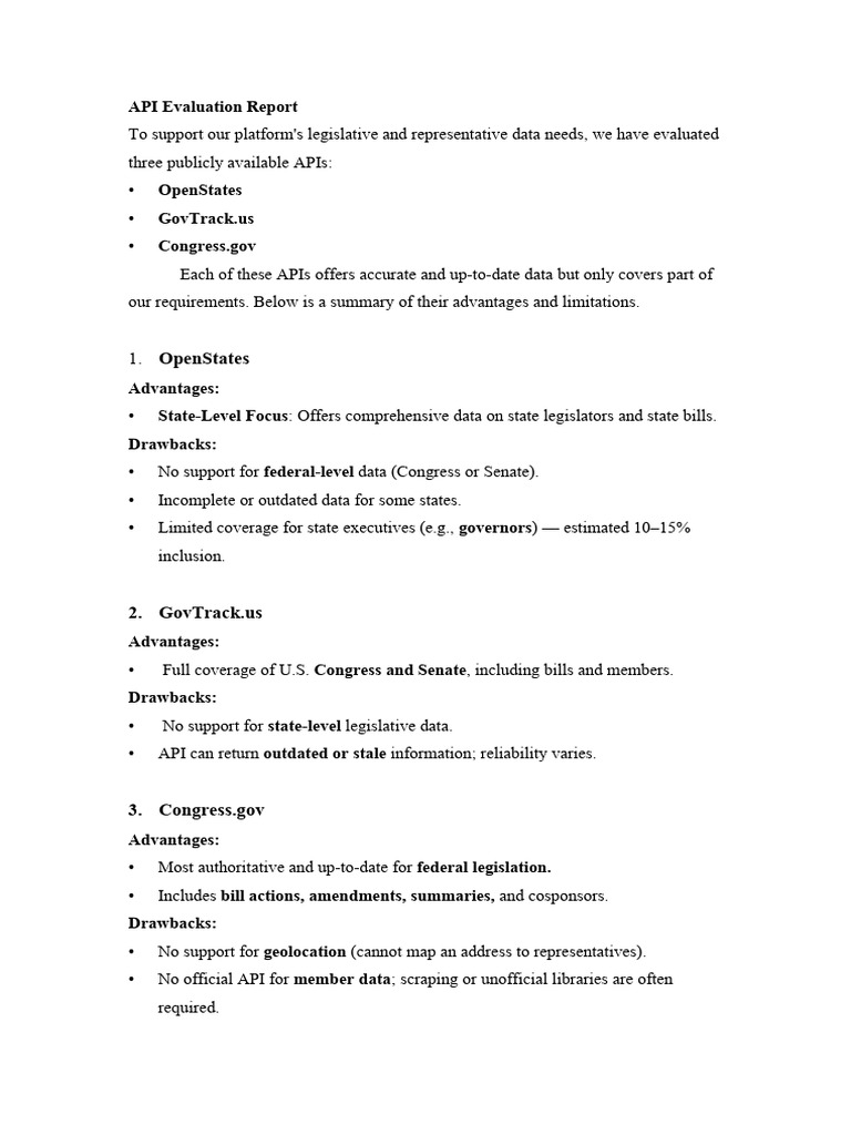 API Evaluation Report | PDF