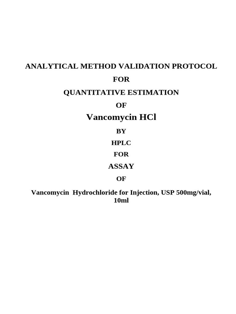 HPLC Validation Protocol for Vancomycin HCl | PDF | High Performance ...