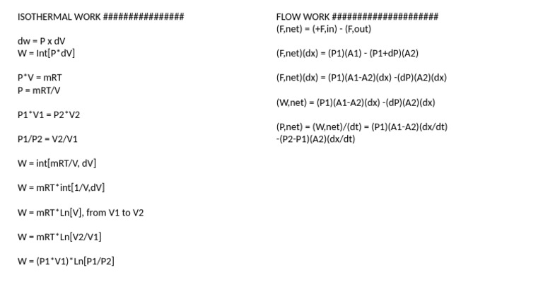 Compressed Air Theory Isothermal and Flow Work Formulas | PDF