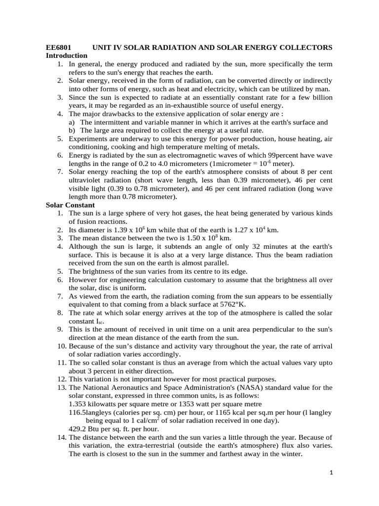 Solar Radiation and Energy Collectors | PDF | Atmosphere Of Earth ...