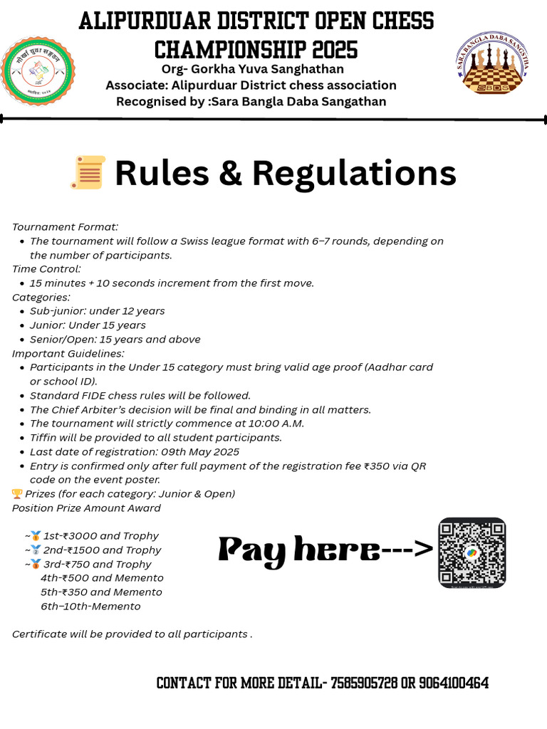 Rules and Regulation For Chess Championship | PDF