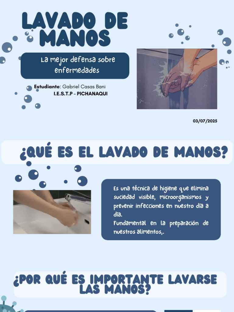 Importancia del Lavado de Manos | PDF | Medicina | Especialidades Medicas