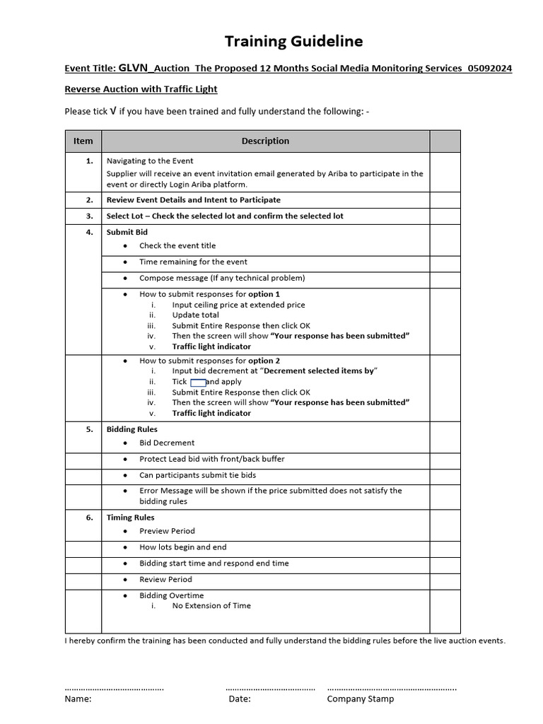 Training Guideline - Traffic Light | PDF