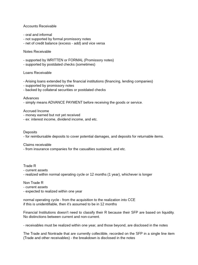 Accounts Receivable - Notes | PDF | Debits And Credits | Bad Debt
