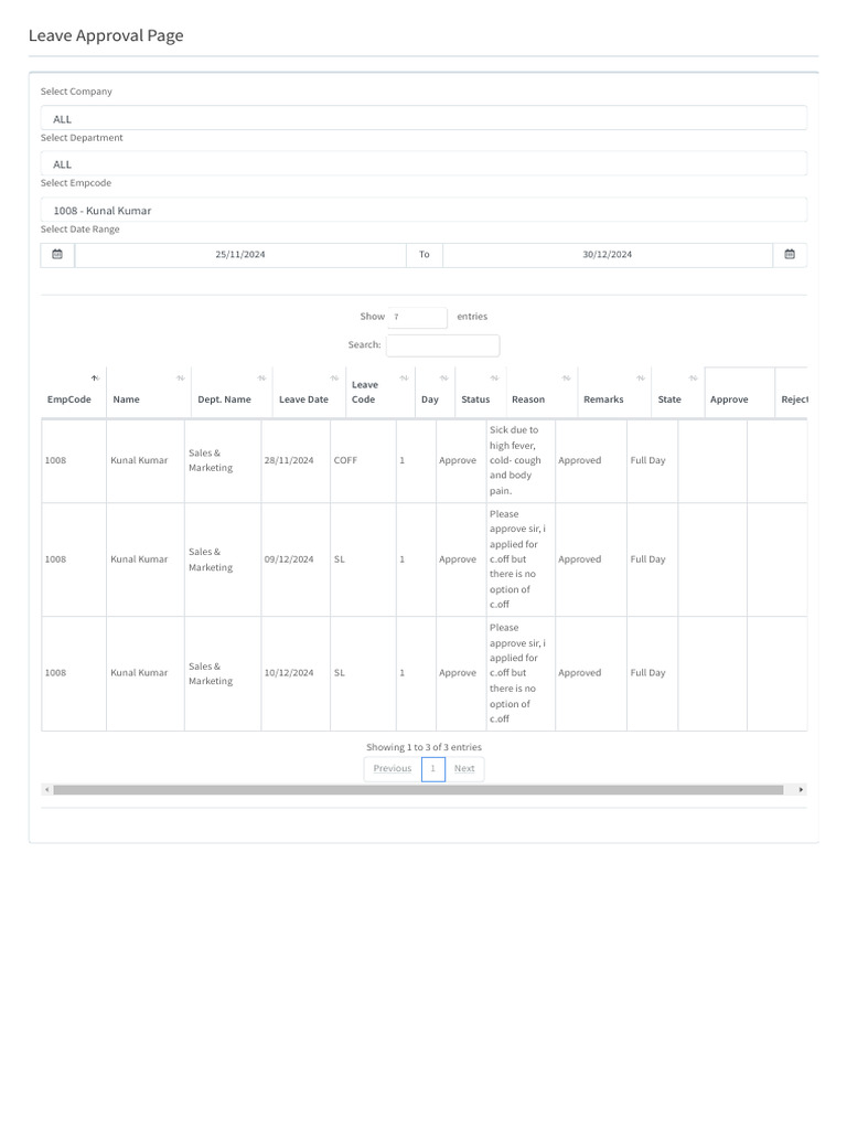 Leave Approval Management System | PDF