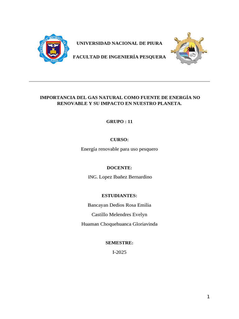 Importancia Del Gas Natural Como Fuente de Energía No Renovable y Su ...