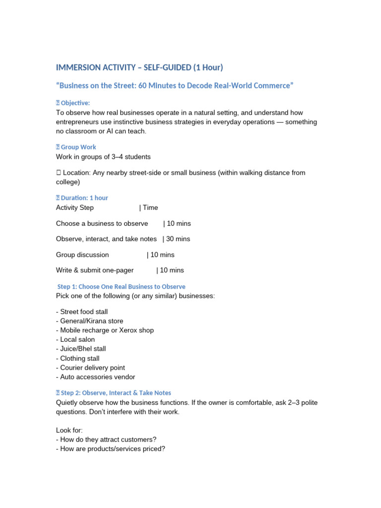 Real-World Business Observation Activity | PDF