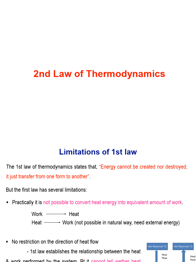 2nd Law of Thermodynamics Explained | PDF | Heat | Second Law Of ...