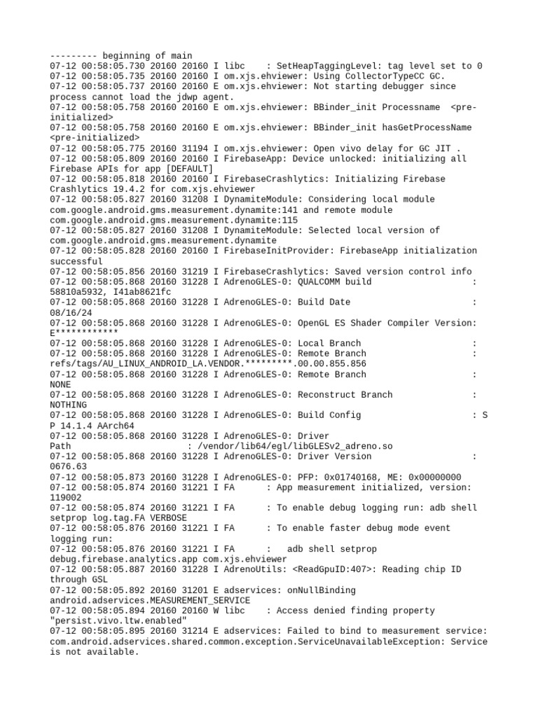 Android App Initialization Logs | PDF | Operating System Technology ...