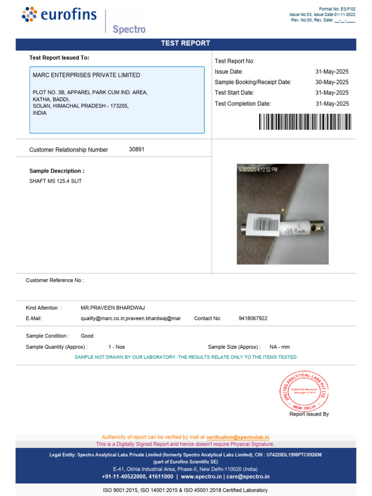 Test Report for Low Alloy Steel Sample | PDF | Indemnity | Contractual Term