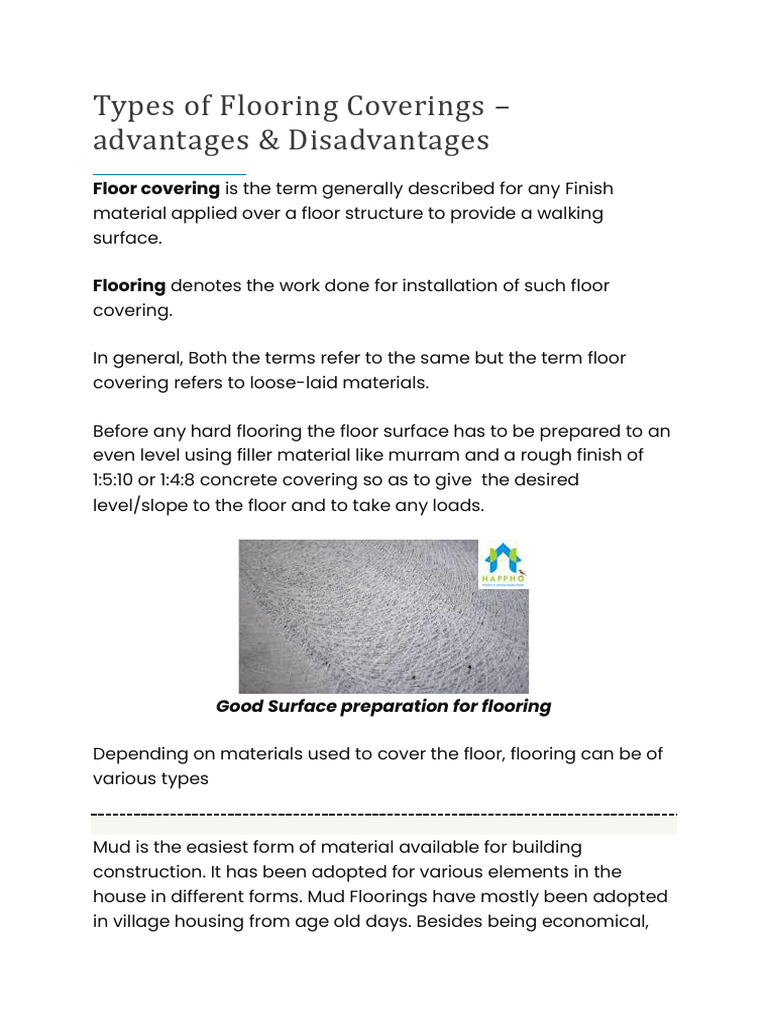 Flooring Types: Pros and Cons Guide | PDF | Flooring | Building Engineering