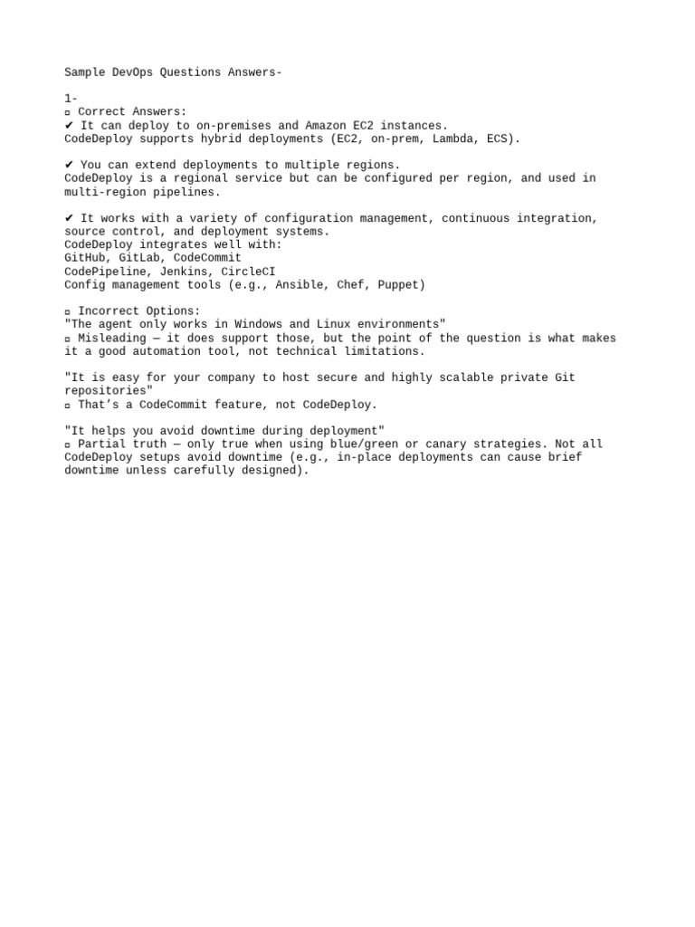 DevOps CodeDeploy Q&A Guide | PDF