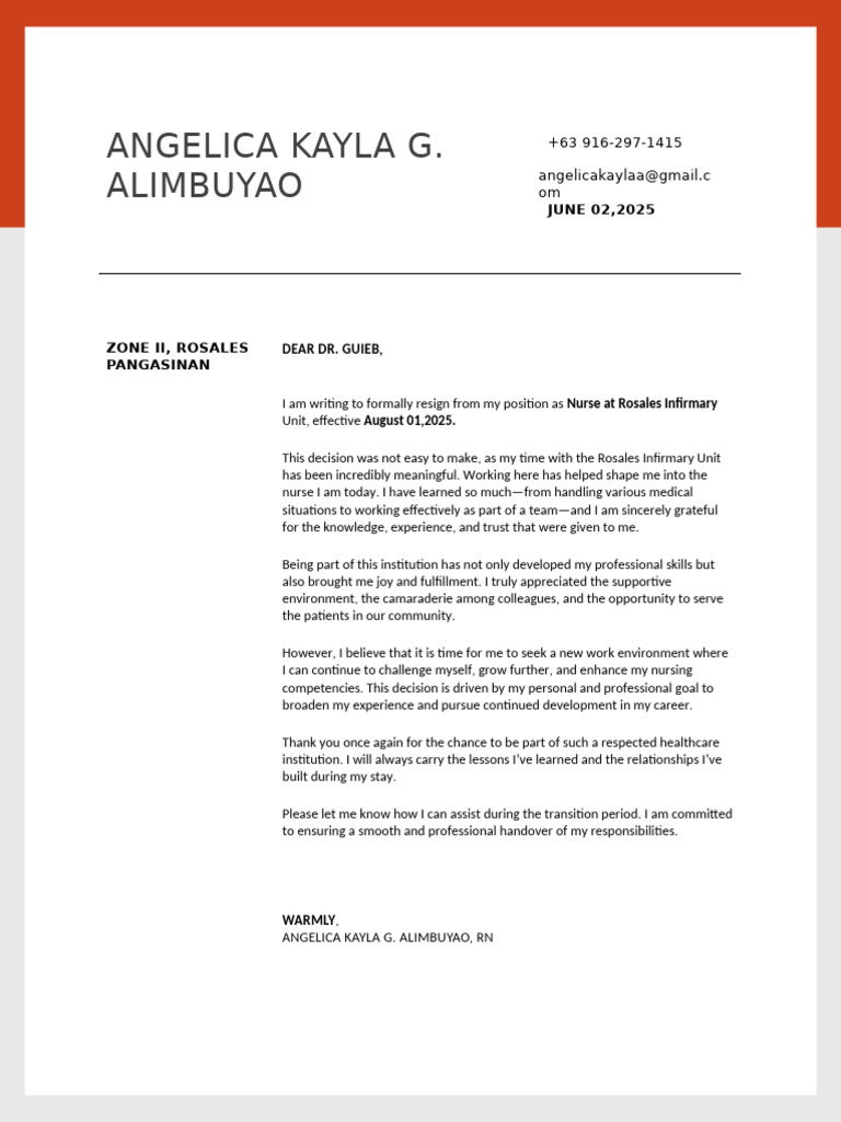 Resignation Letter | PDF