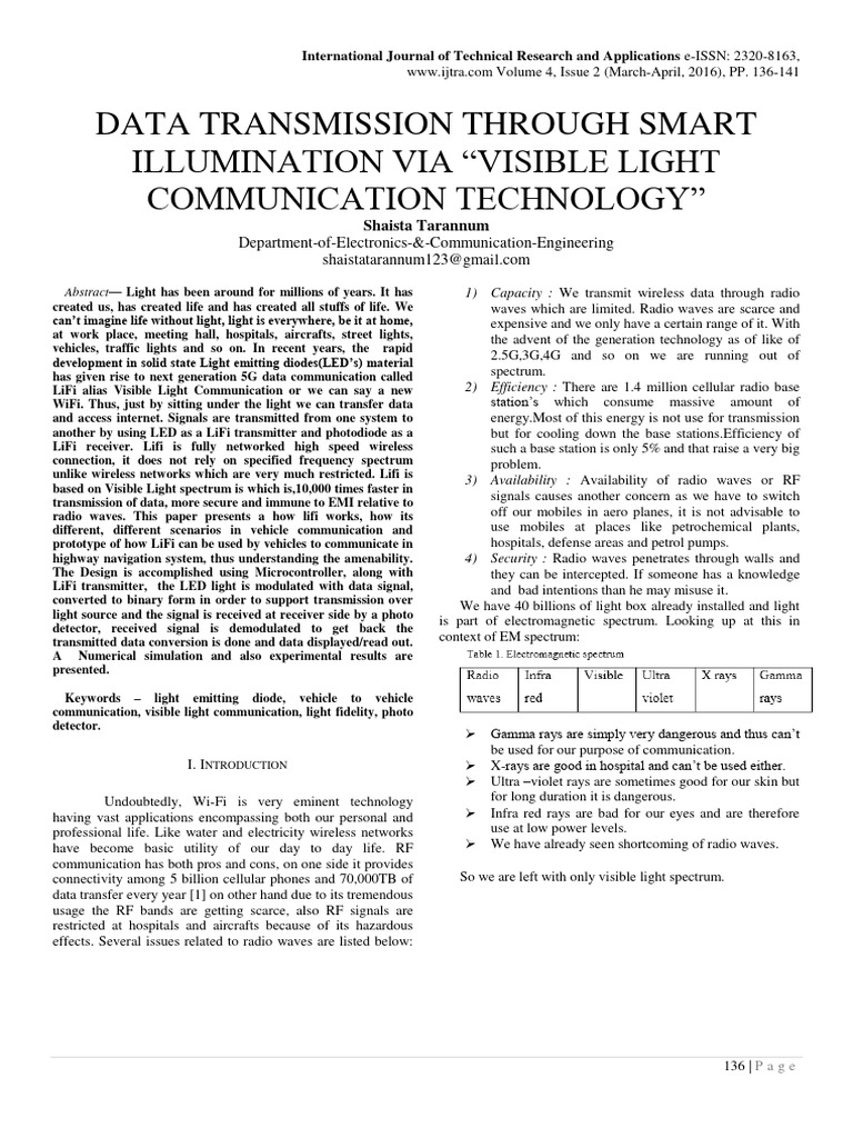 LiFi: Data Transmission via Visible Light | PDF | Light Emitting Diode ...
