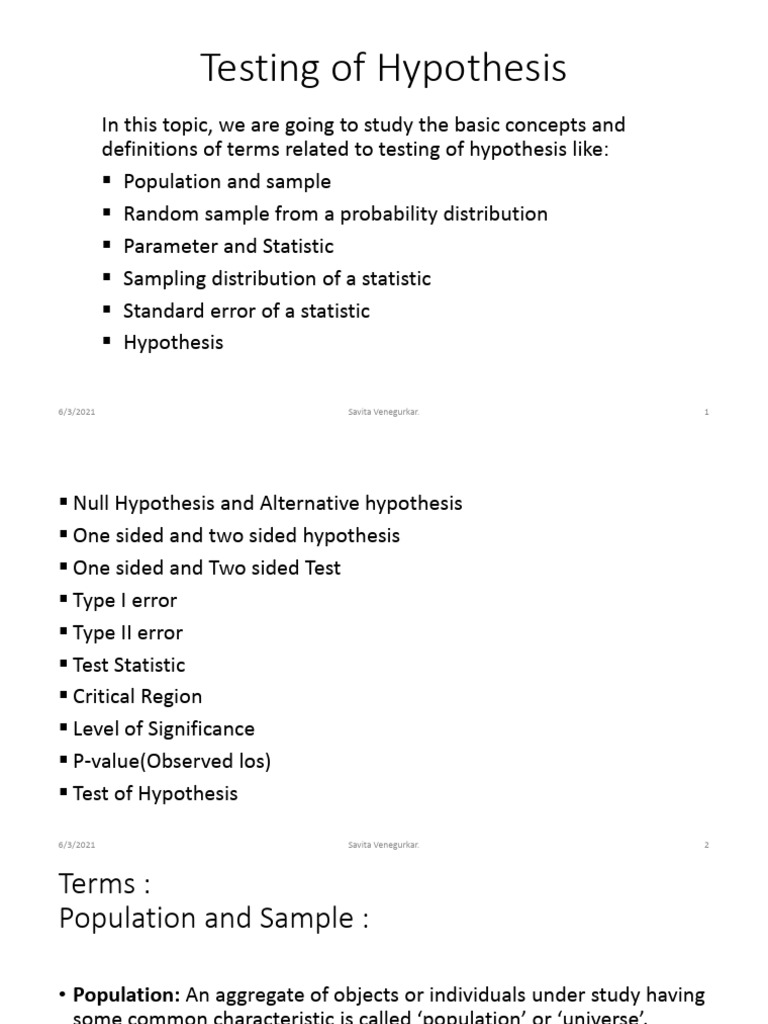 Testing of Hypothesis-Terms-LargeSampleTestfor Mean | PDF | Statistics ...