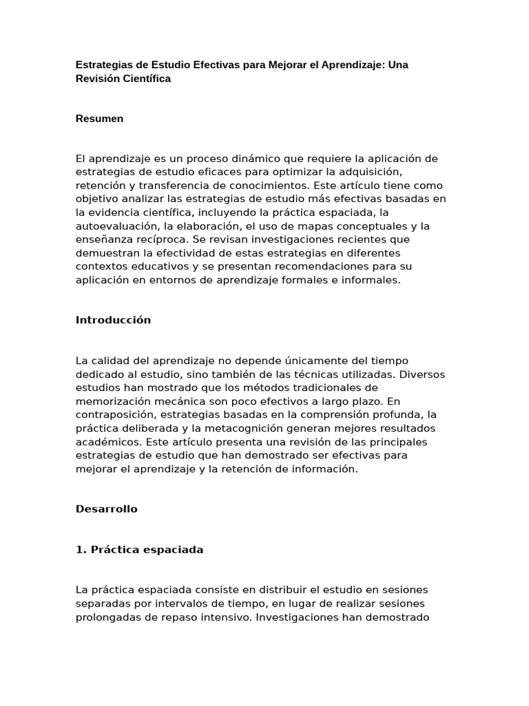 Estrategias de Estudio Efectivas | PDF | Aprendizaje | Memoria