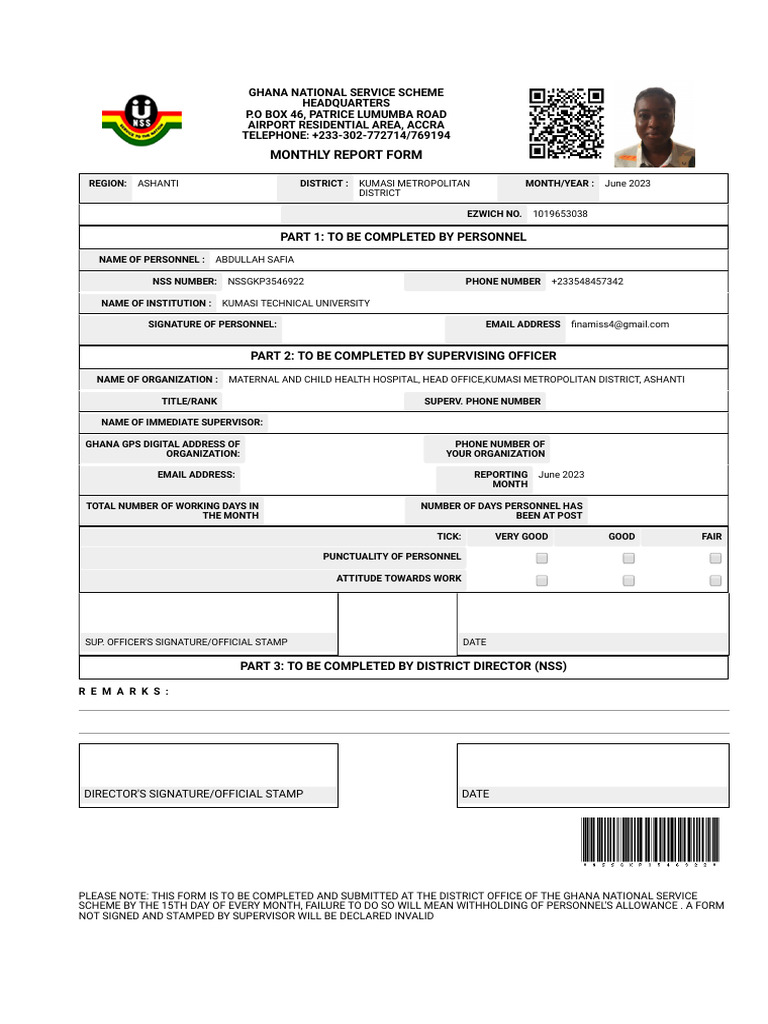 NSS Monthly Report for Kumasi Office | PDF | Telecommunications | Telephony