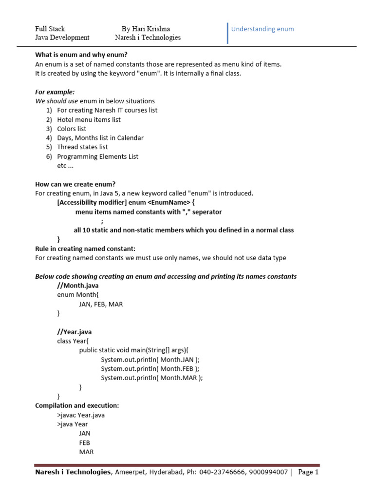 Enum Notes, Programs and IQs | PDF | Constructor (Object Oriented ...