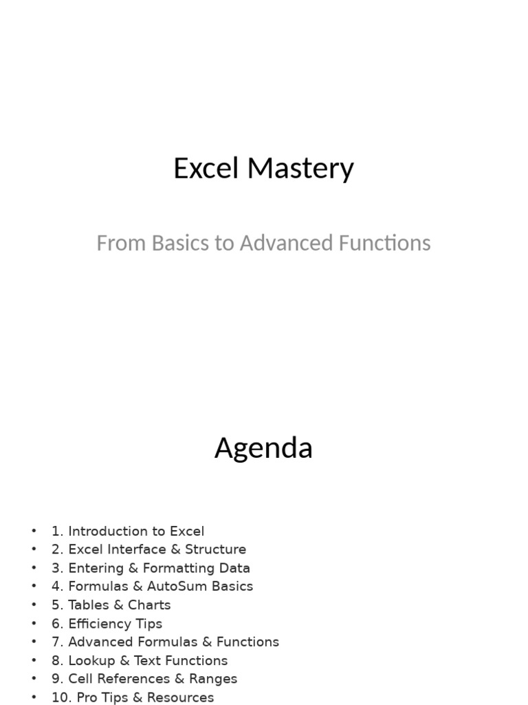 Excel Mastery: From Basics to Advanced | PDF | Microsoft Excel | Software