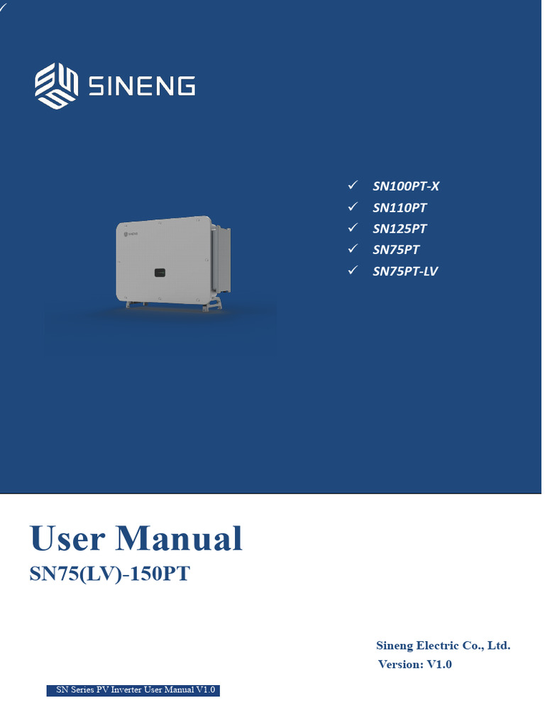 SN Series Inverter User Manual V1.0 | PDF | Direct Current | Power Inverter