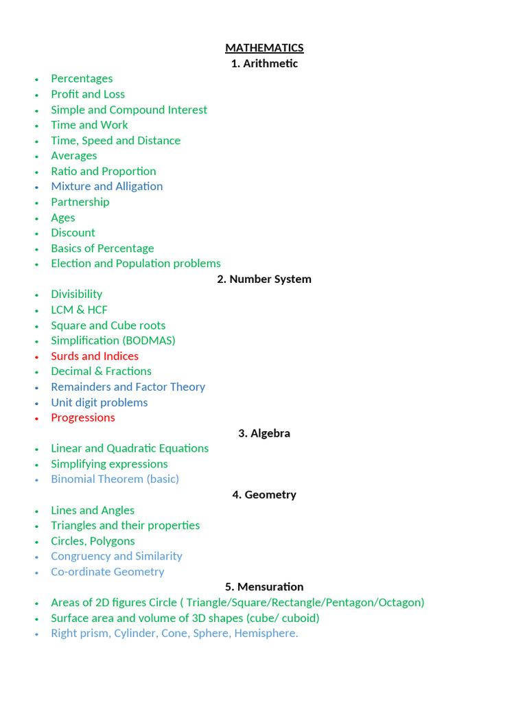 Math Reasoning Syllabus Overview | PDF