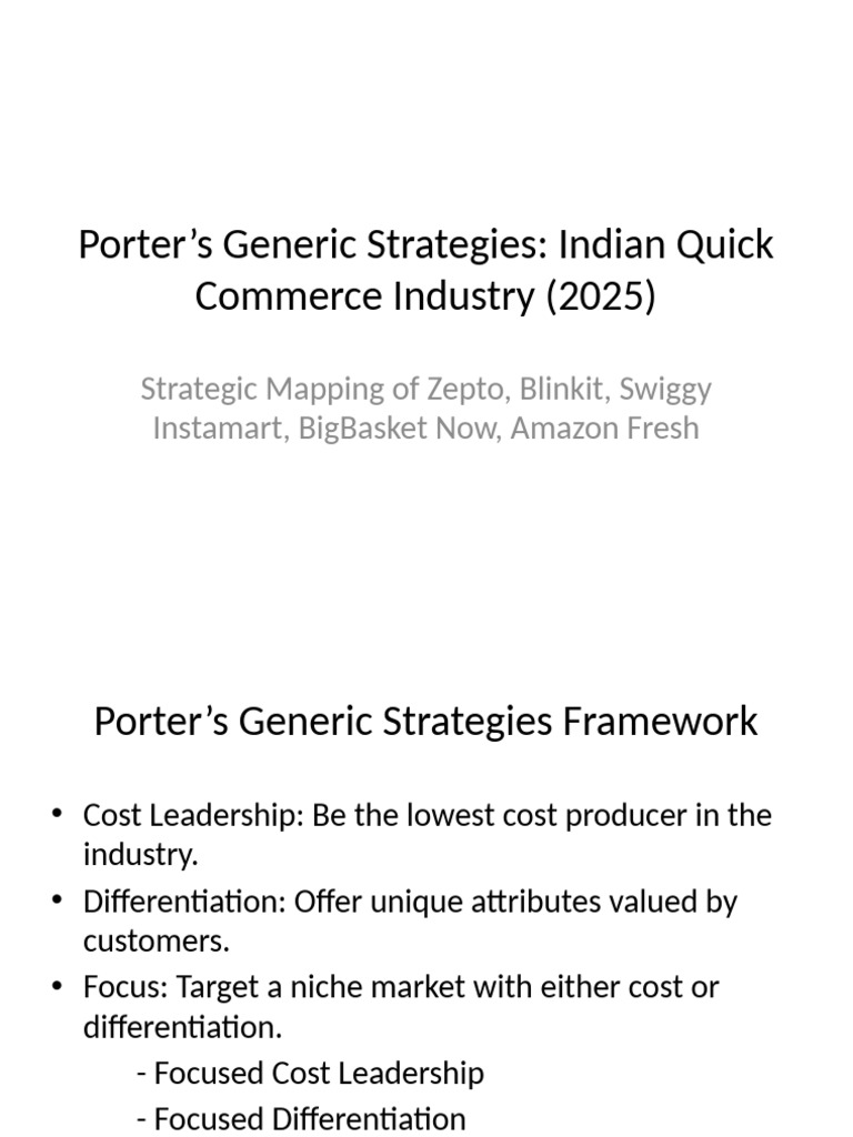 Porter's Generic Strategies | PDF | Business Process | Strategic Management