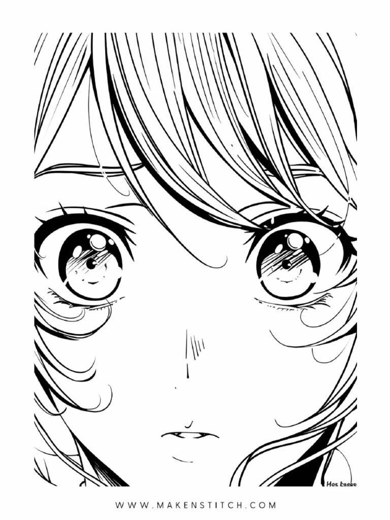 03 Anime Eyes Coloring Sheet | PDF