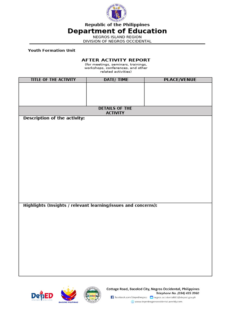 After Activity Report Template | PDF