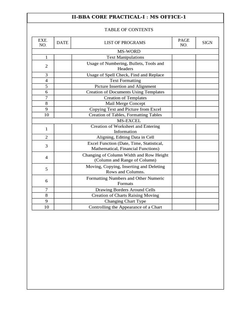MS Word Practical Exercises Guide | PDF | Microsoft Word | Microsoft Excel
