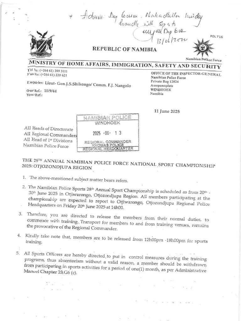 Khomas Nampol's Release Letter Final | PDF