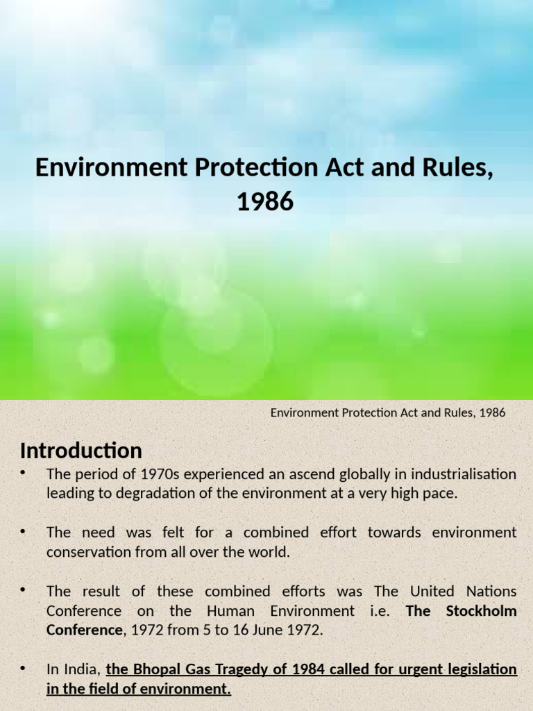 Environment Protection Act and Key Rules | PDF | Environmental ...