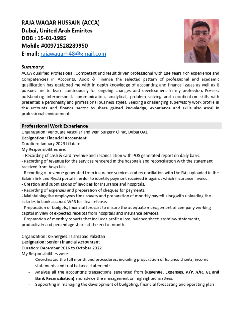 Resume Raja Waqar | PDF | Expense | Accounting