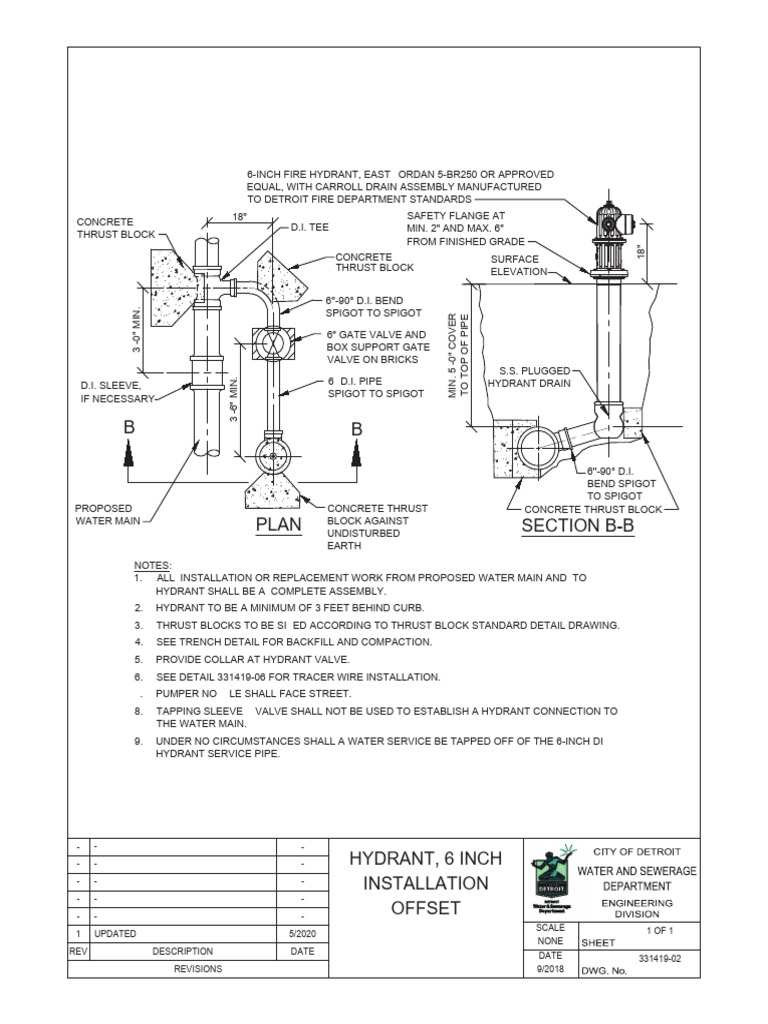 6-Inch Fire Hydrant Installation Guide | PDF | Tap (Valve) | Hydraulics