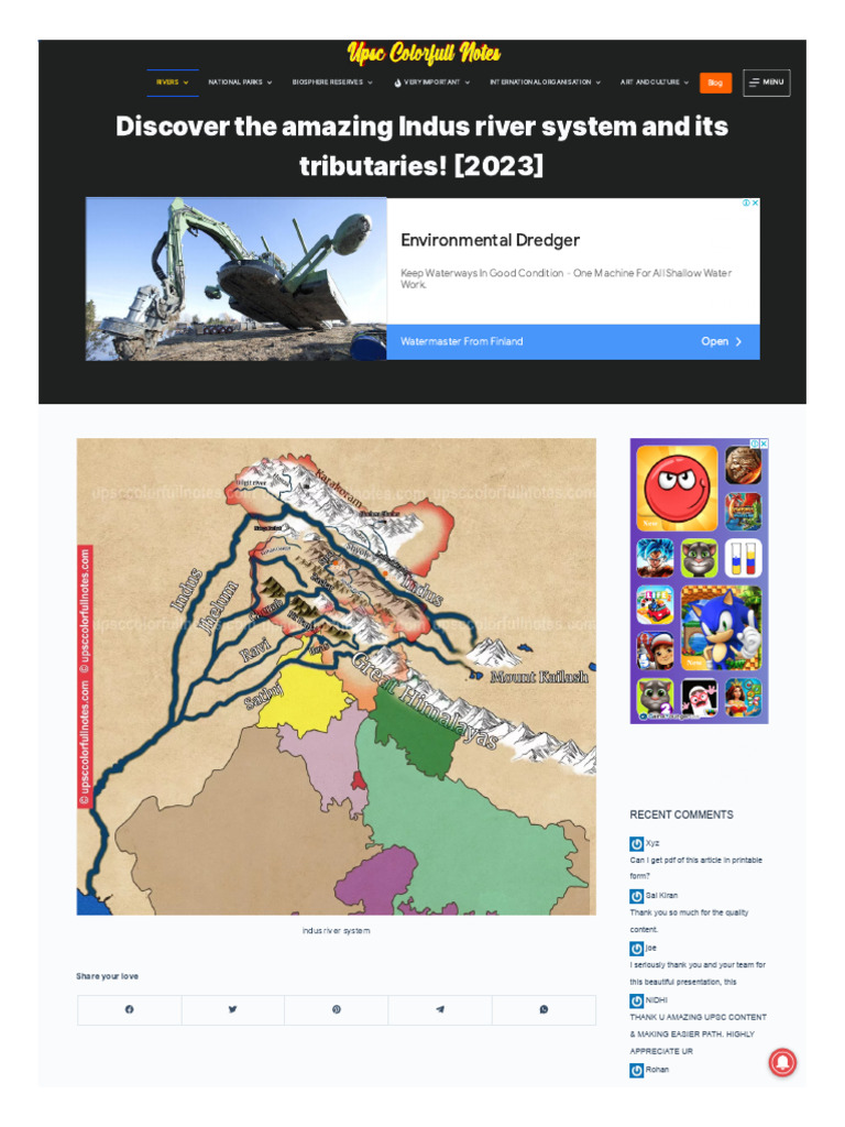 Upsccolorfullnotes Com Indus River System and Its Tributaries | PDF ...