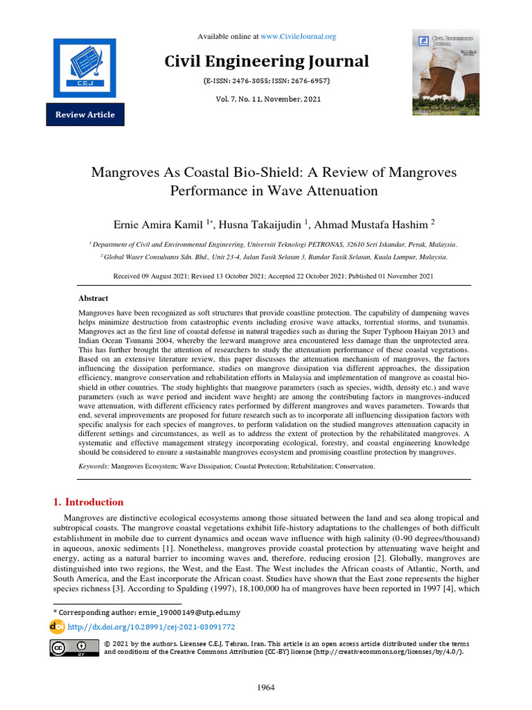 Mangroves: Coastal Wave Attenuation Review | PDF | Mangrove | Coast