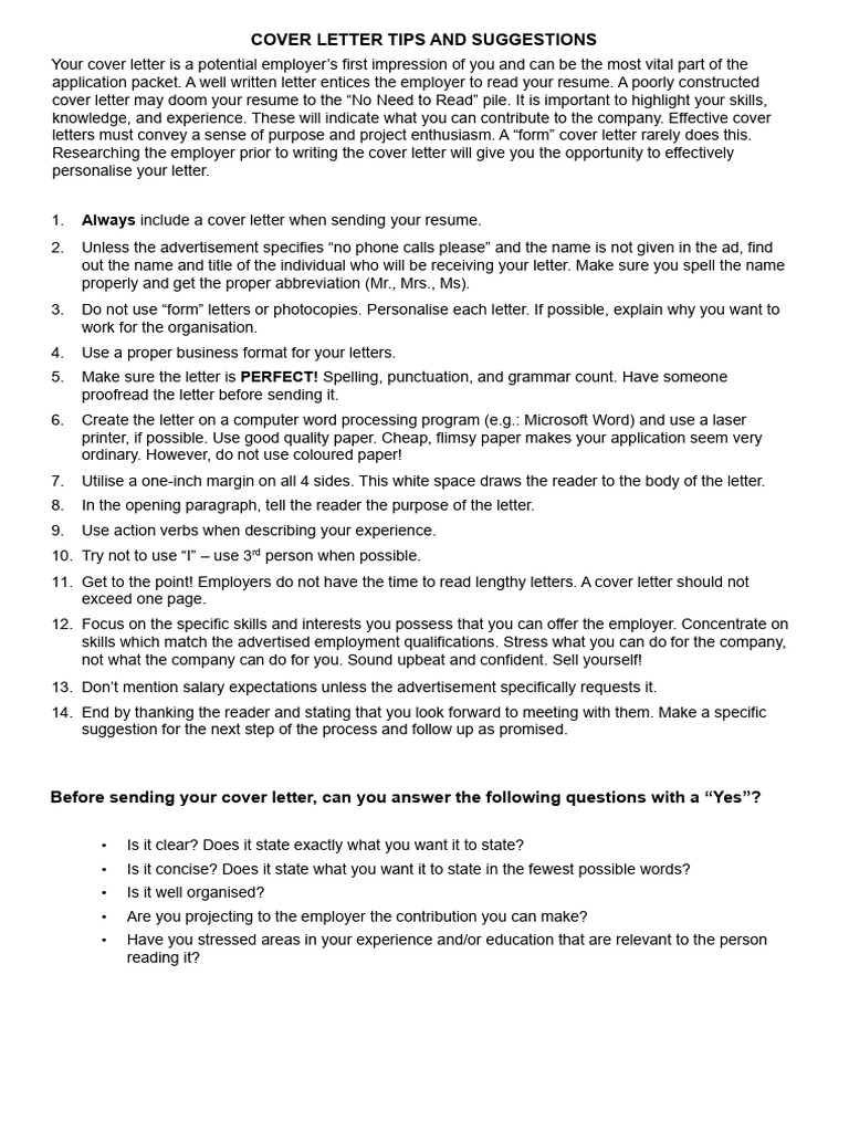 Practice Cover Letter Worksheet | PDF | Résumé | Marketing