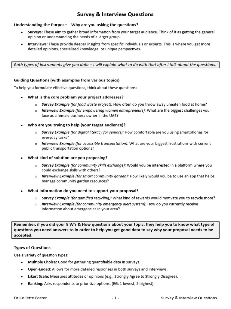 Survey & Interview Questions | PDF | Target Audience | Information